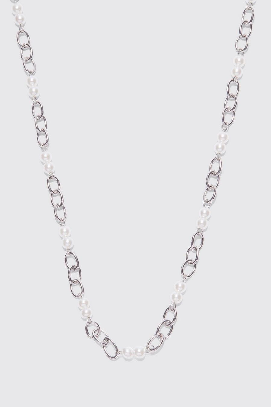 Silver Pearl Snake Charm Necklace image number 1