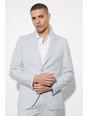Light grey Slim Single Breasted Linen Suit Jacket