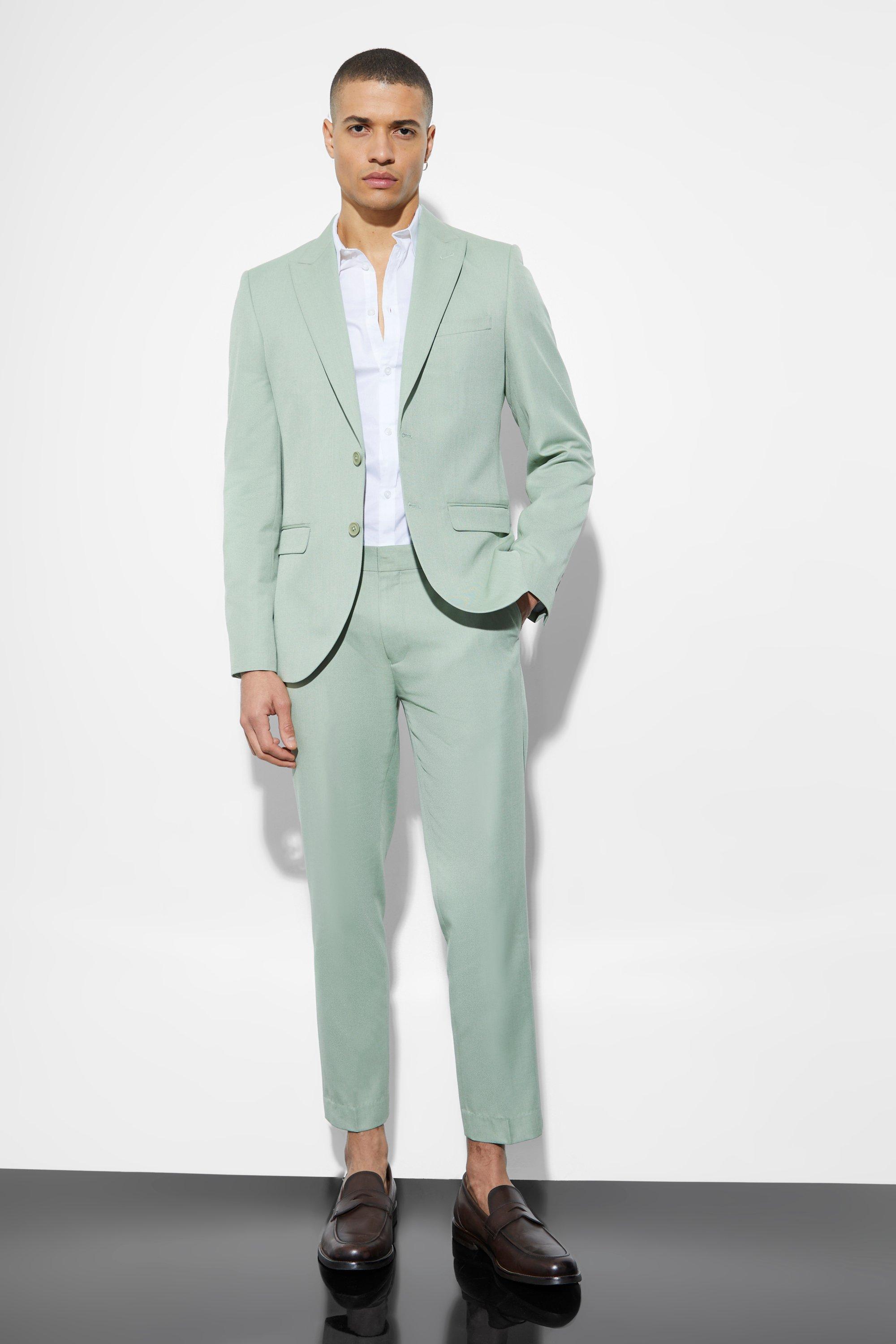 Slim Single Breasted Linen Suit Jacket