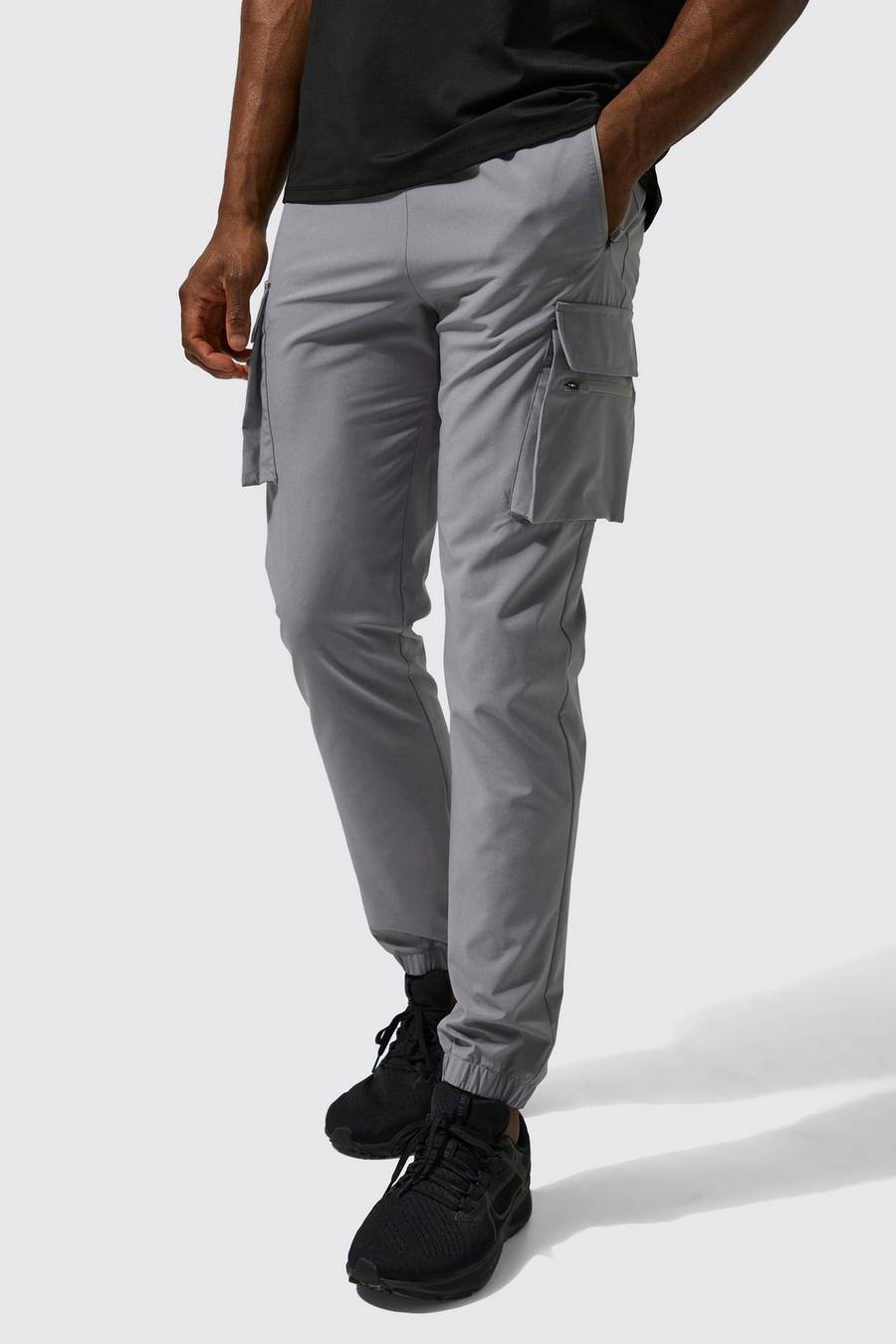 Slim-Fit Cargo-Jogginghose mit elastischem Bund, Grey