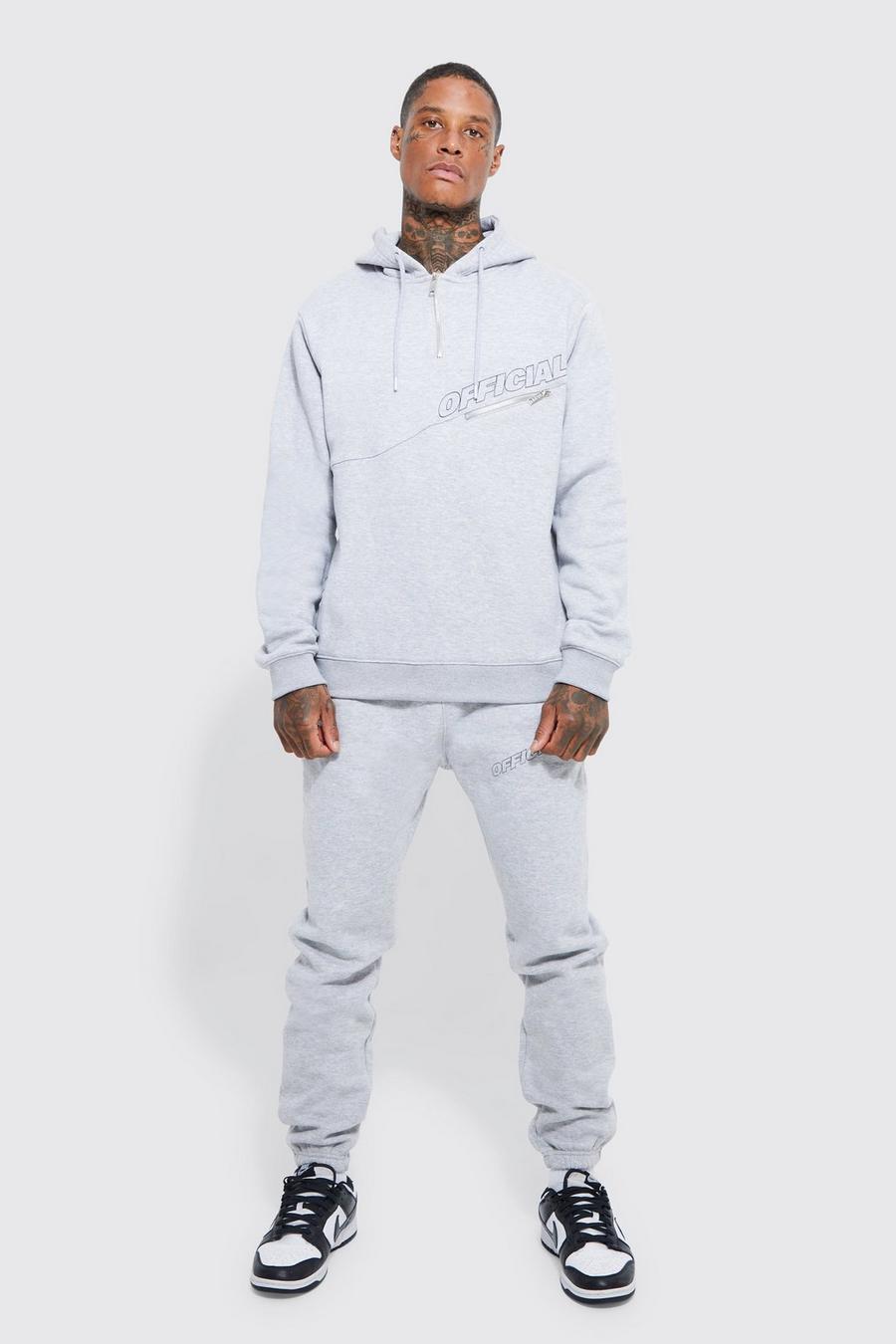 Ash grey 1/4 Zip Official Hooded Tracksuit  image number 1