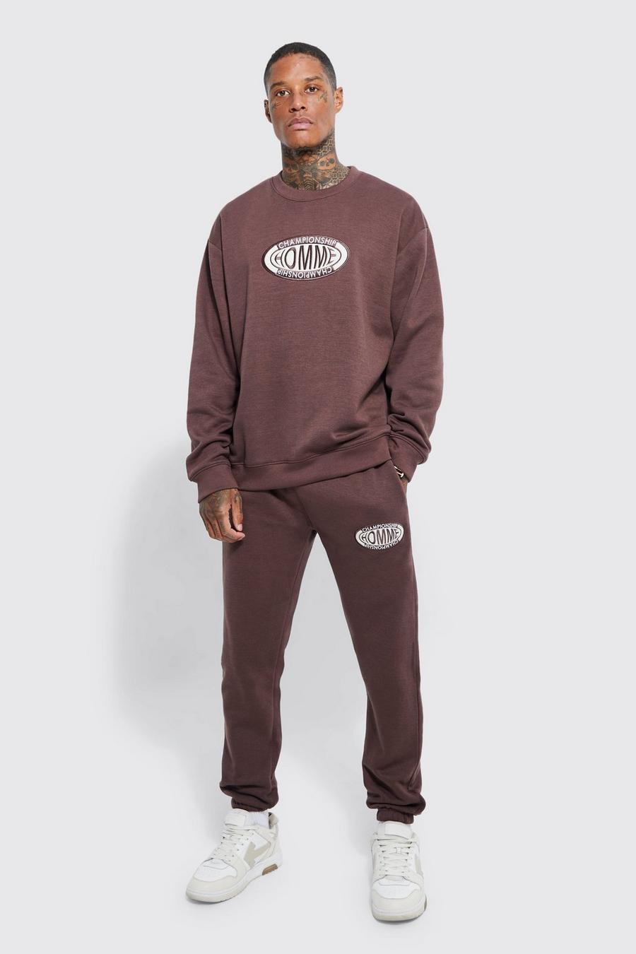 Chocolate brown Oversized Homme Sweatshirt Tracksuit  image number 1