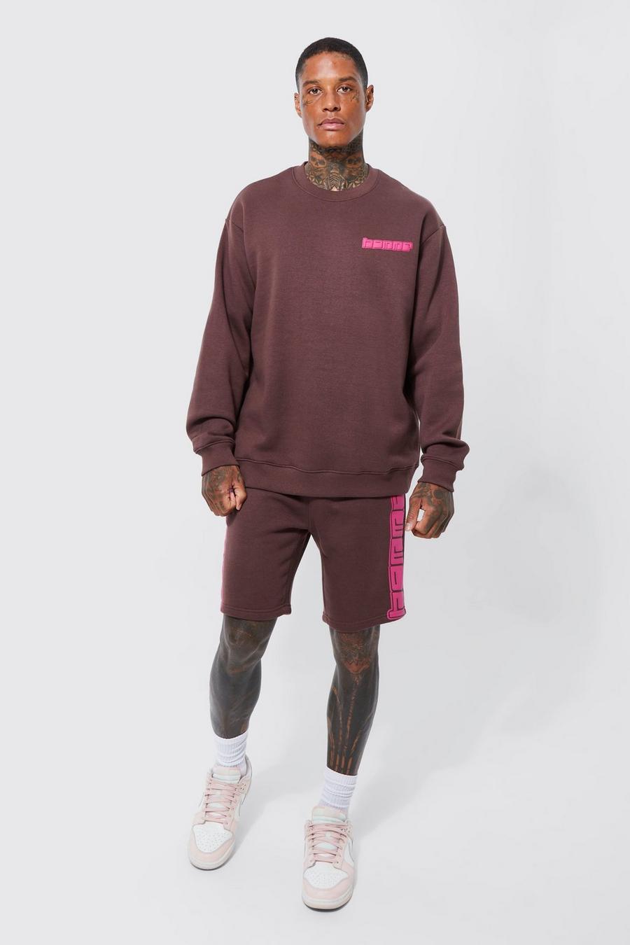 Oversize Homme Sweatshirt-Trainingsanzug, Chocolate brown