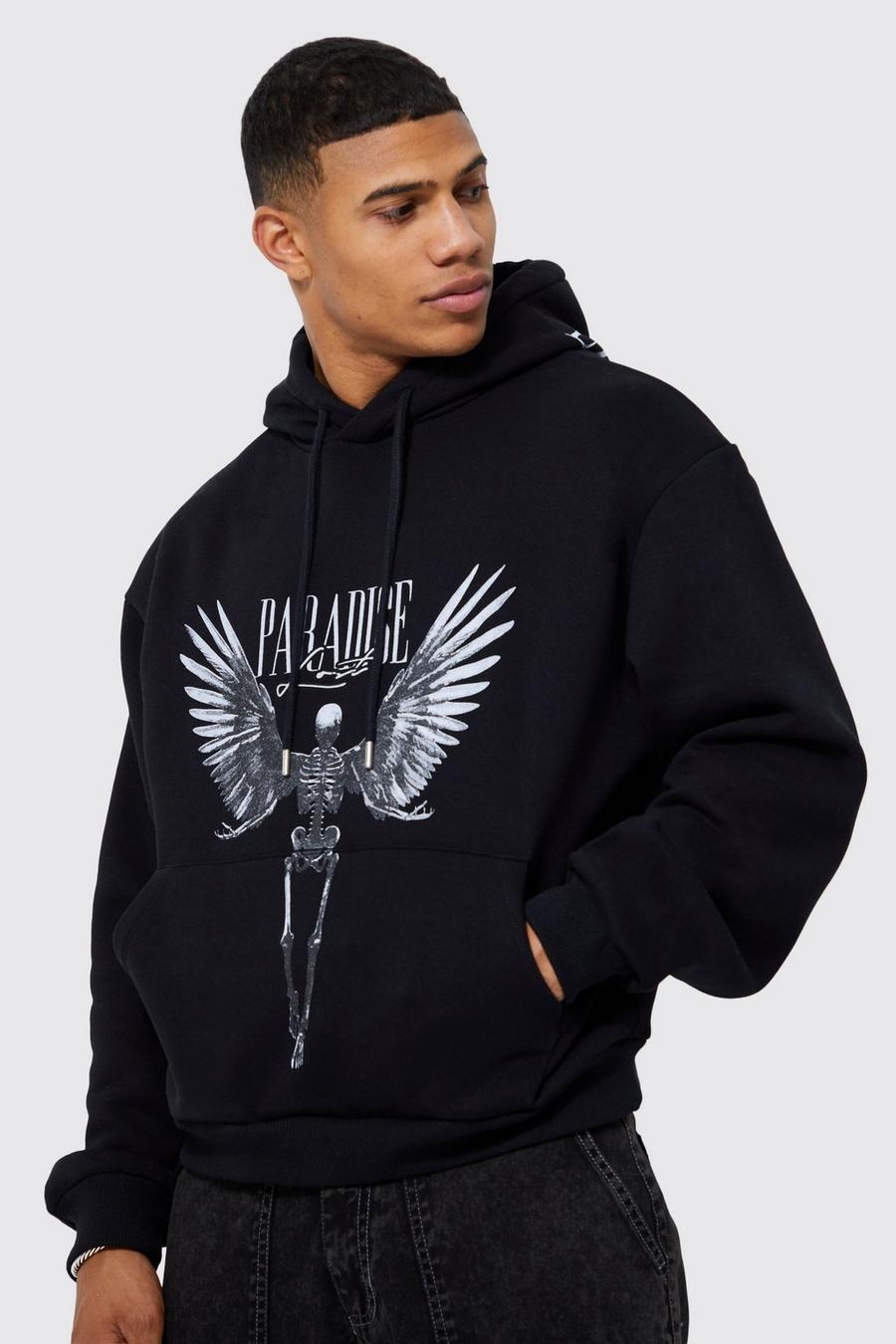 Black Oversized Statue Graphic Hoodie image number 1