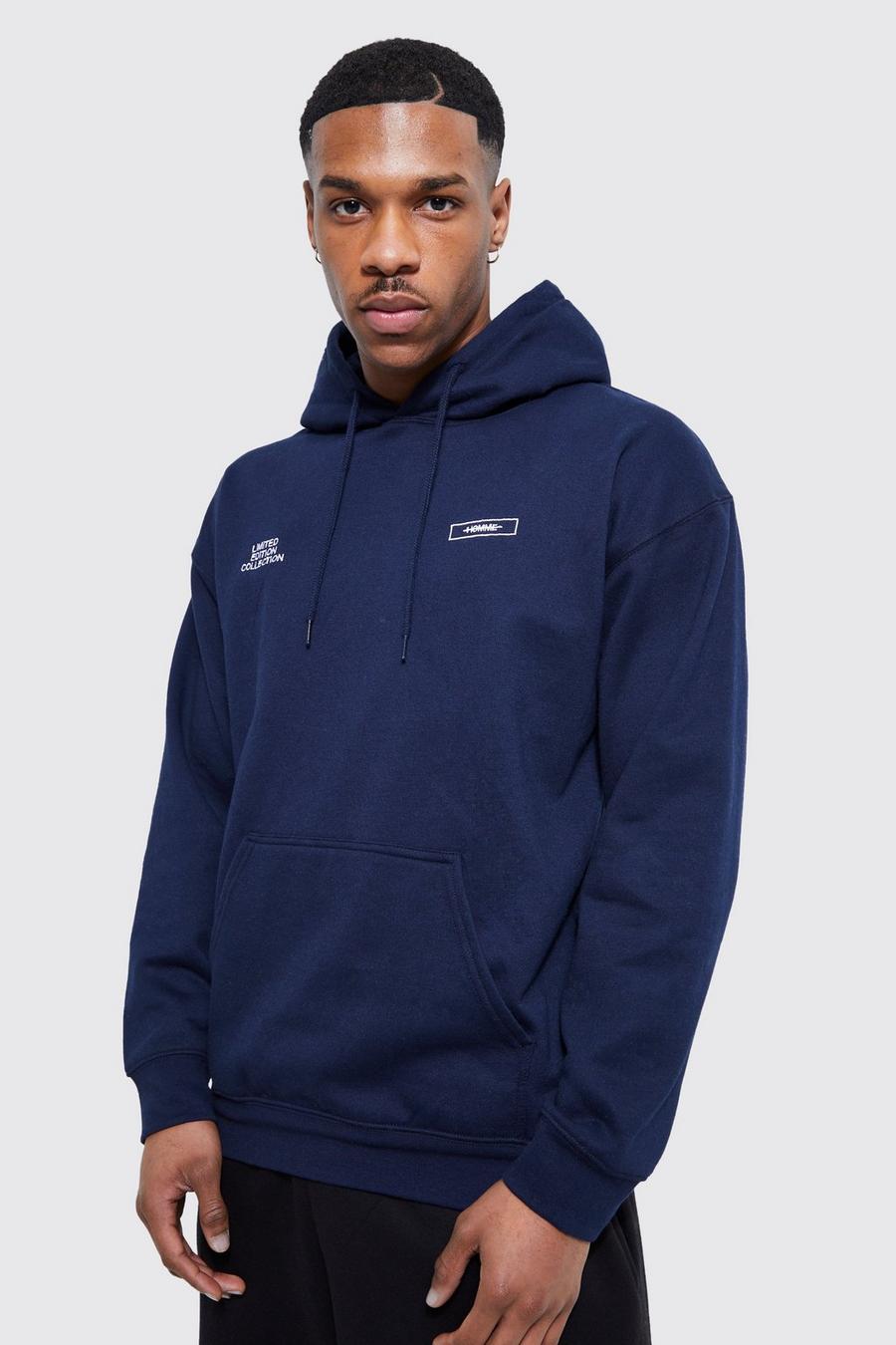 Slate blue Oversized Limited Embroidered Hoodie image number 1