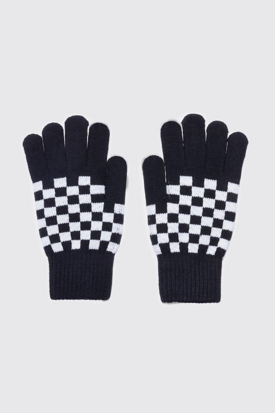 Black Checkerboard Touch Screen Gloves image number 1