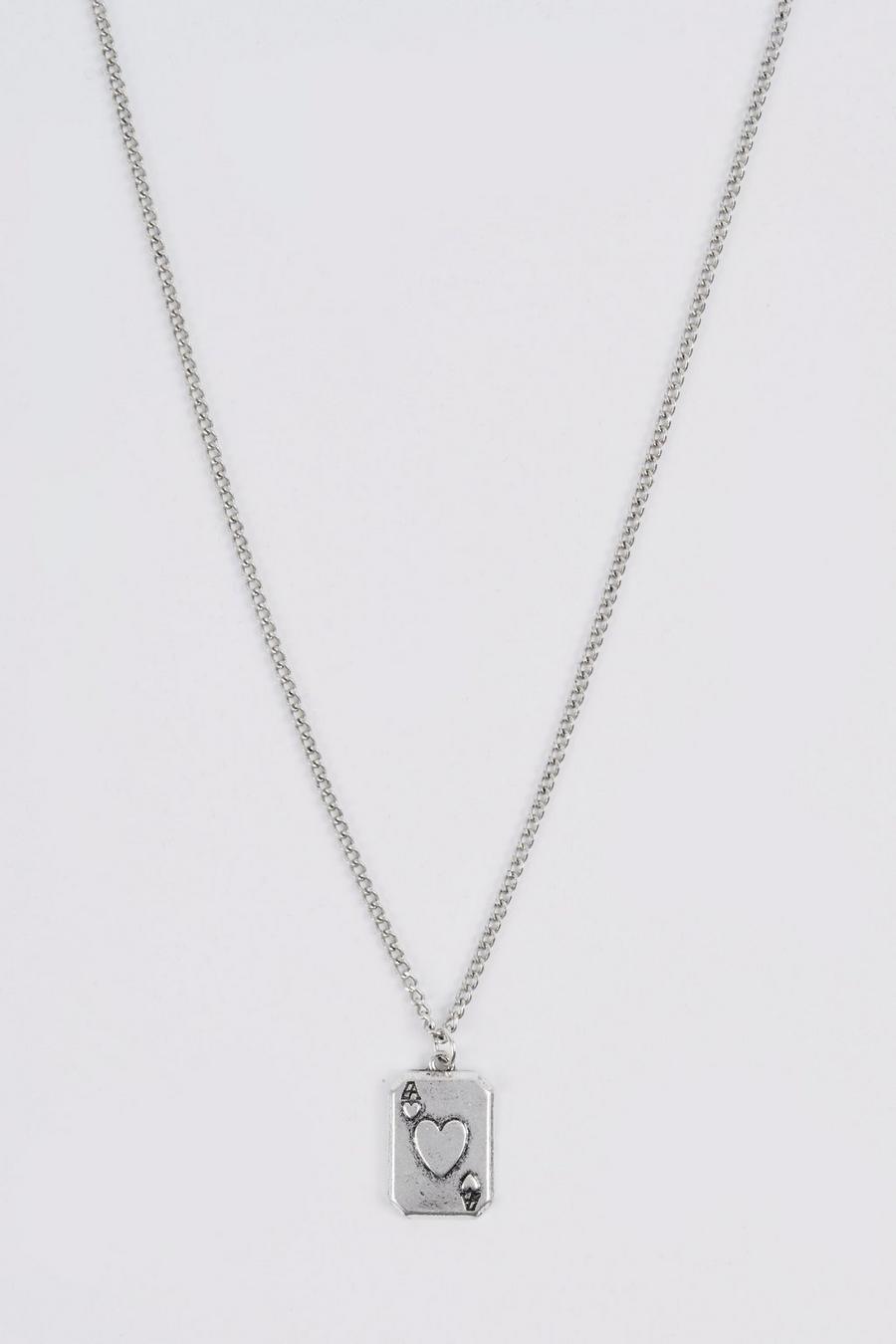 Silver Ace Of Hearts Necklace In Gift Bag image number 1