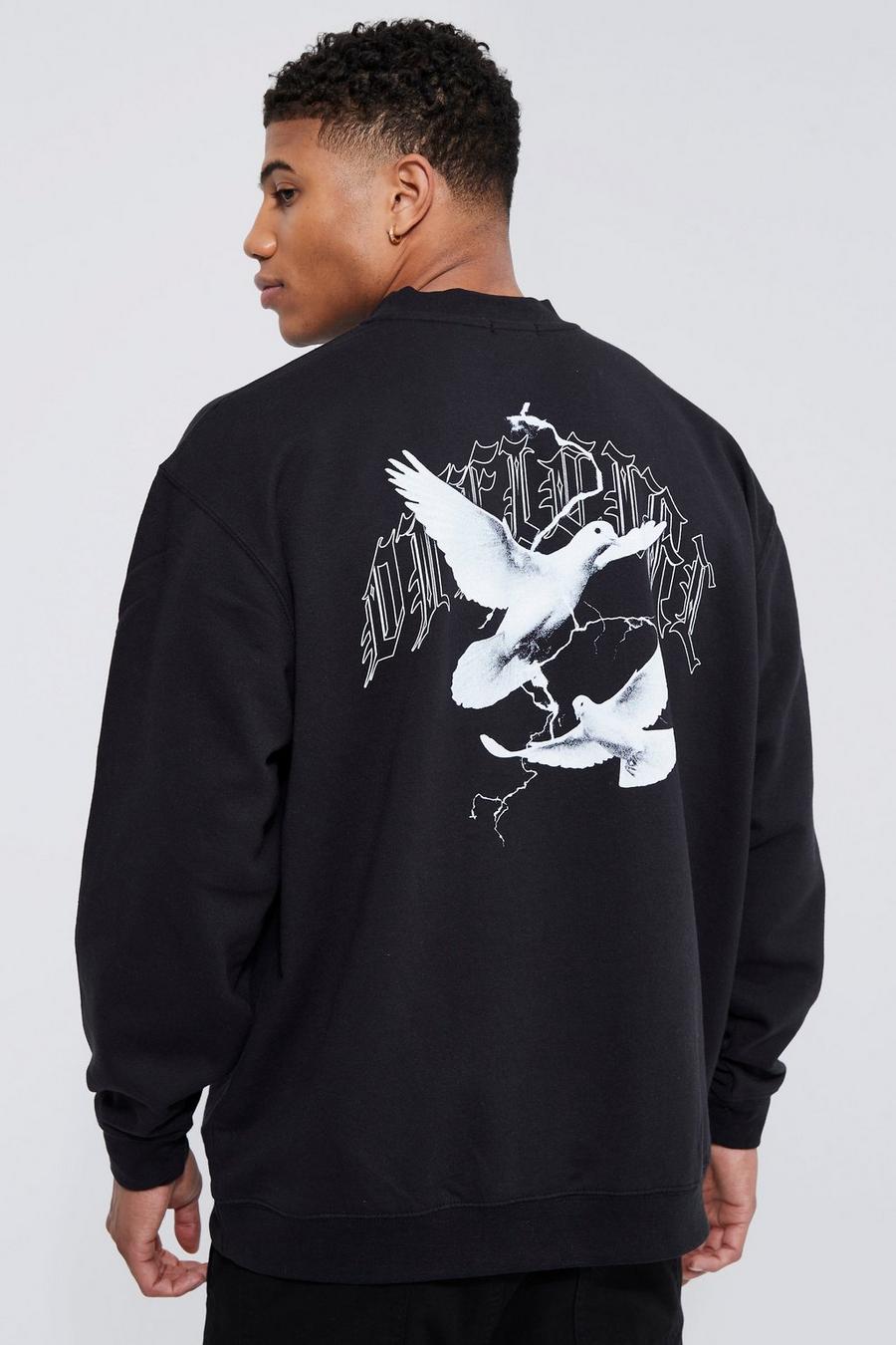 Black Oversized Graphic Sweatshirt