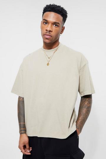 Oversized Extended Neck Boxy T-shirt stone