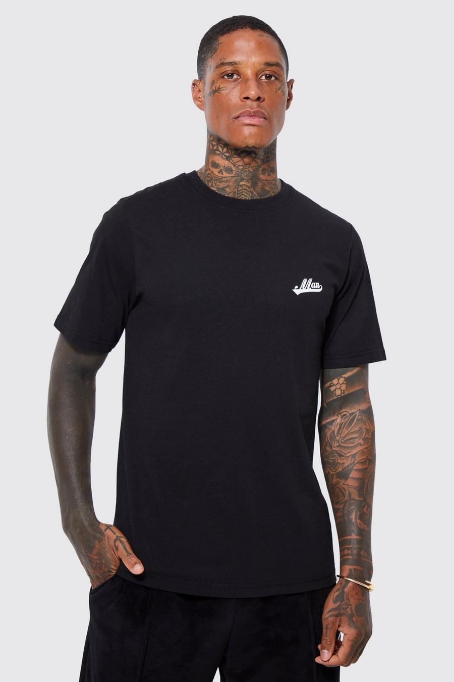 Black svart Man Basic Crew Neck T-shirt