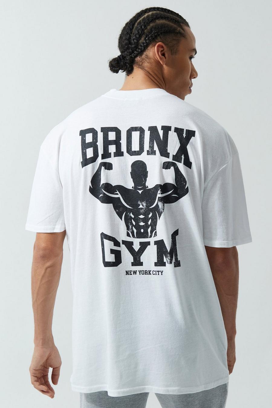 Man Active Oversize T-Shirt mit Athletic Print, White