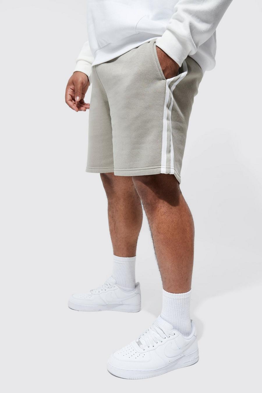 Grey Plus Mid Length Jersey Short With Sports Tape  