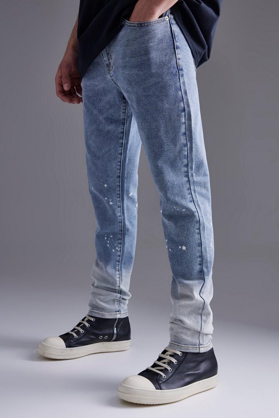 Light blue blå Stentvättade skinny jeans med stretch image number 1