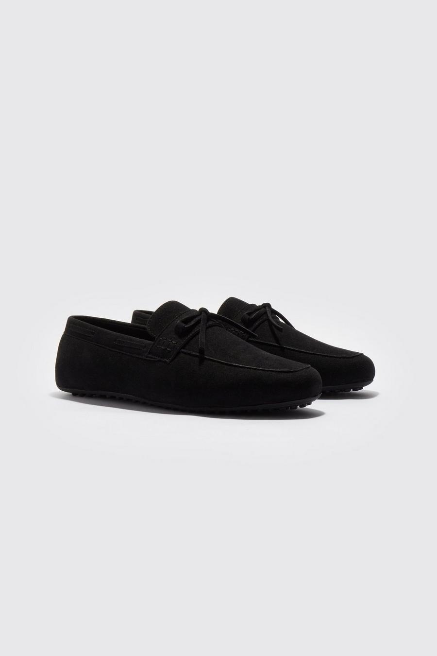 Schuhe aus Wildlederimitat, Black noir