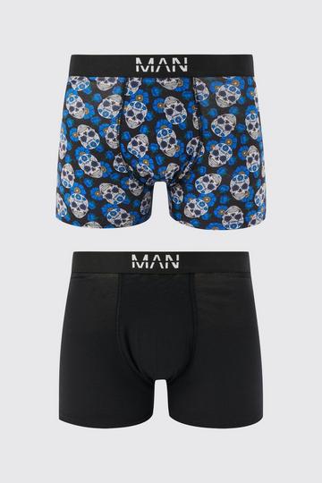 2 Pack Sugar Skull Printed Boxers multi