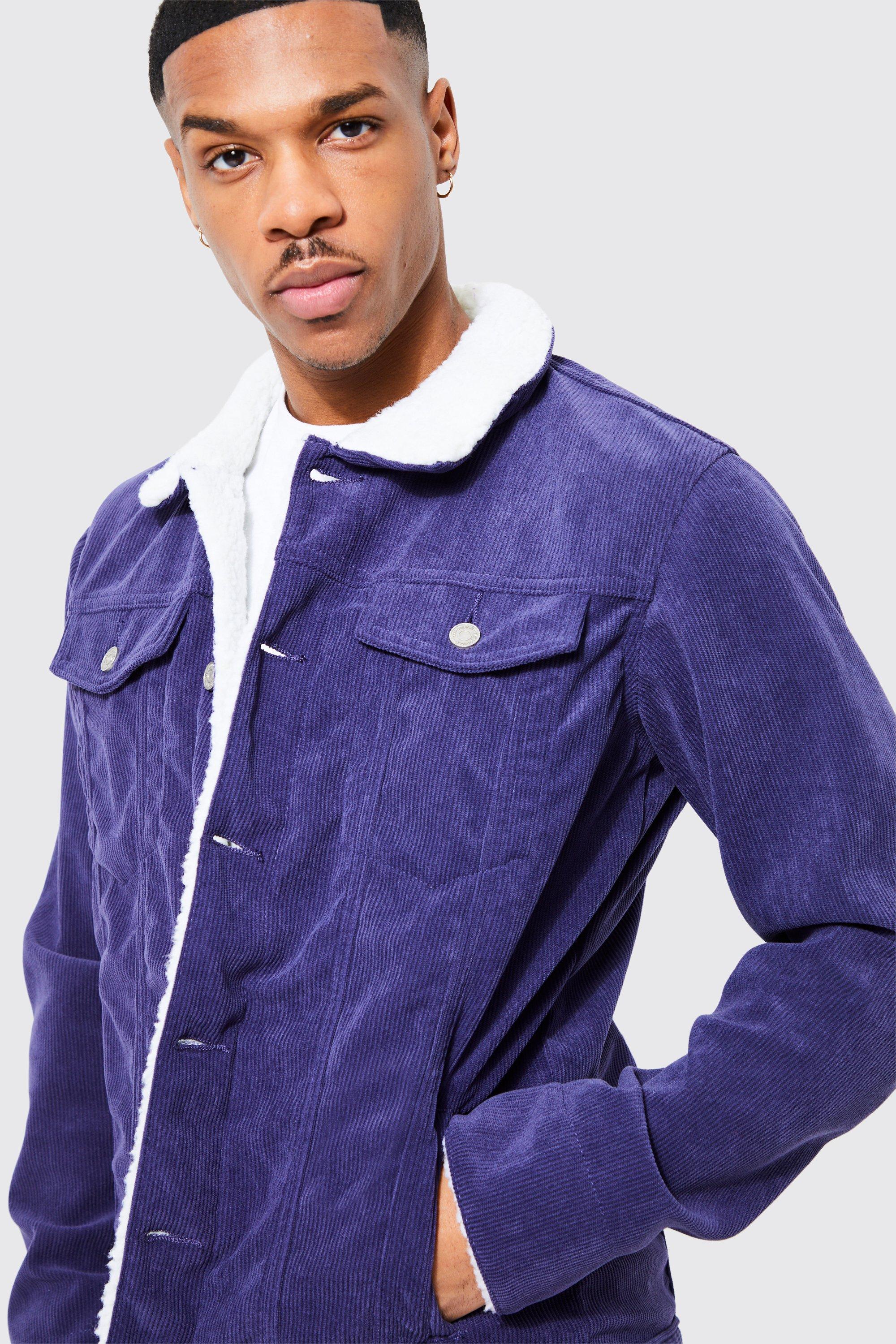 Veste en velours cotele a col en faux mouton