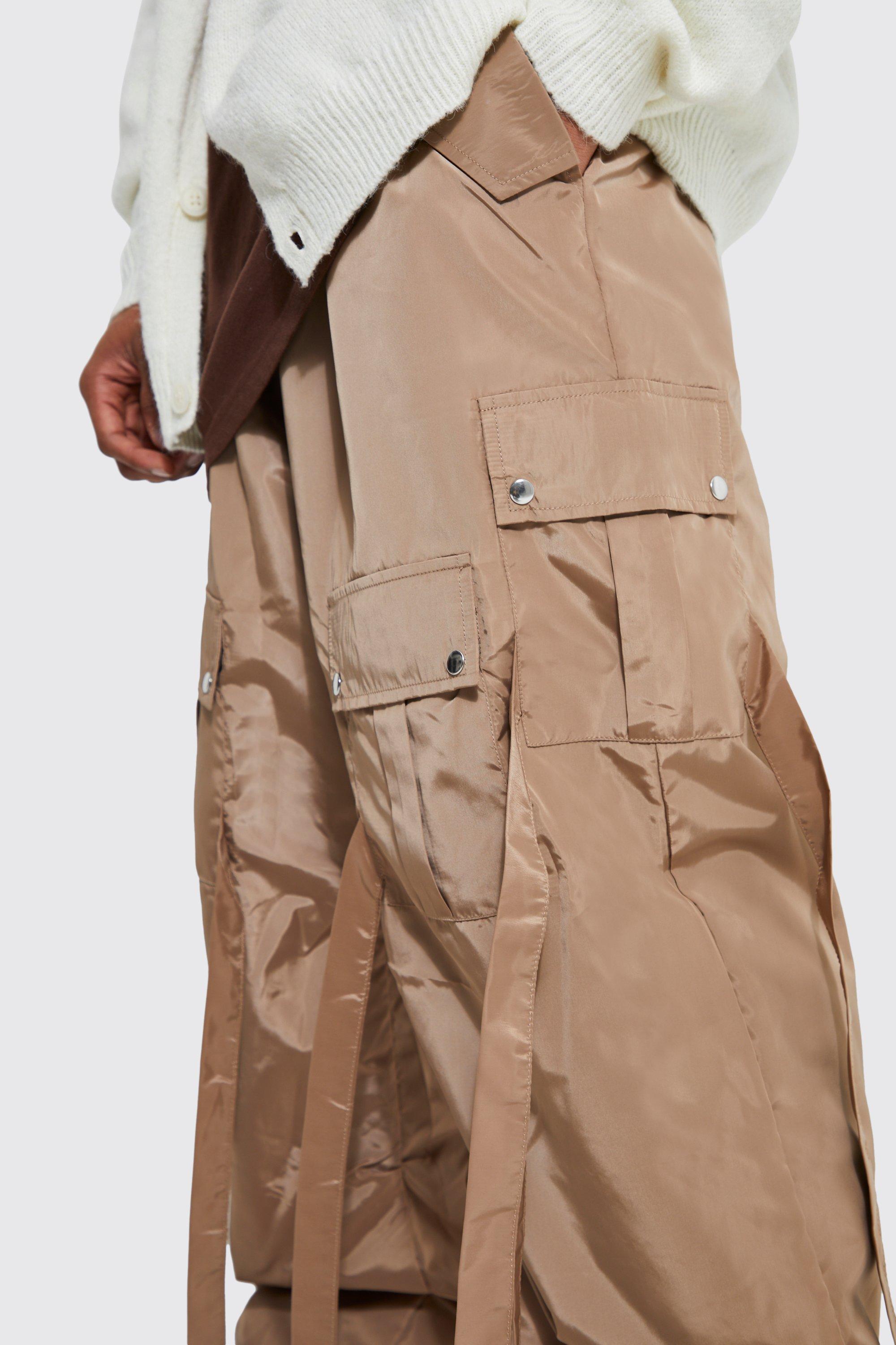 H&H Men's Elastic Waist Cargo Pants Taupe