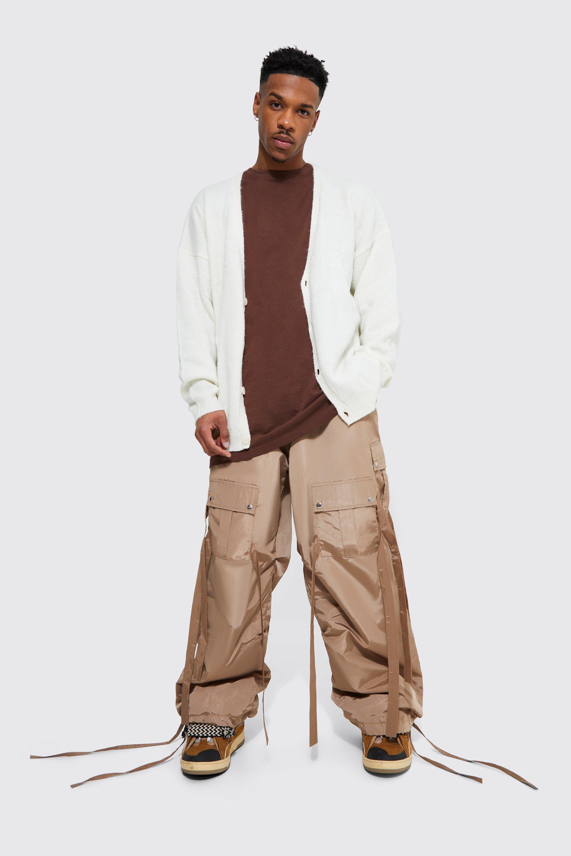 Cargo parachute trousers with elastic details - Black