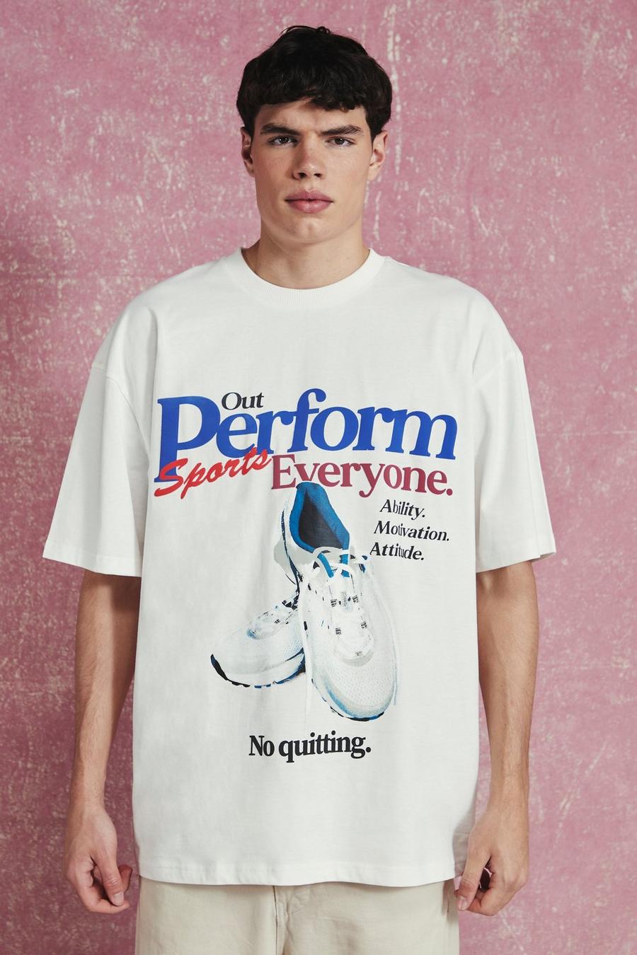 Ecru white Tall Oversized Half Sleeve Graphic T-shirt