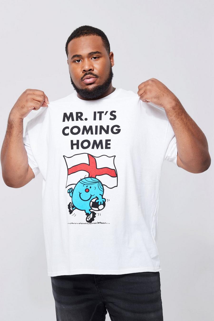 Camiseta Plus con estampado Mr Its Coming Home, White blanco