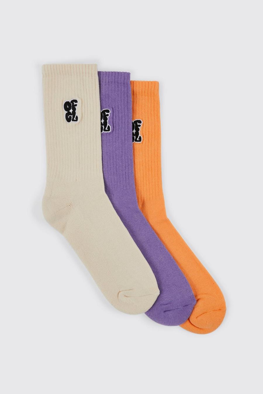 3 Pack Ofcl Embroidered Socks, Multi image number 1