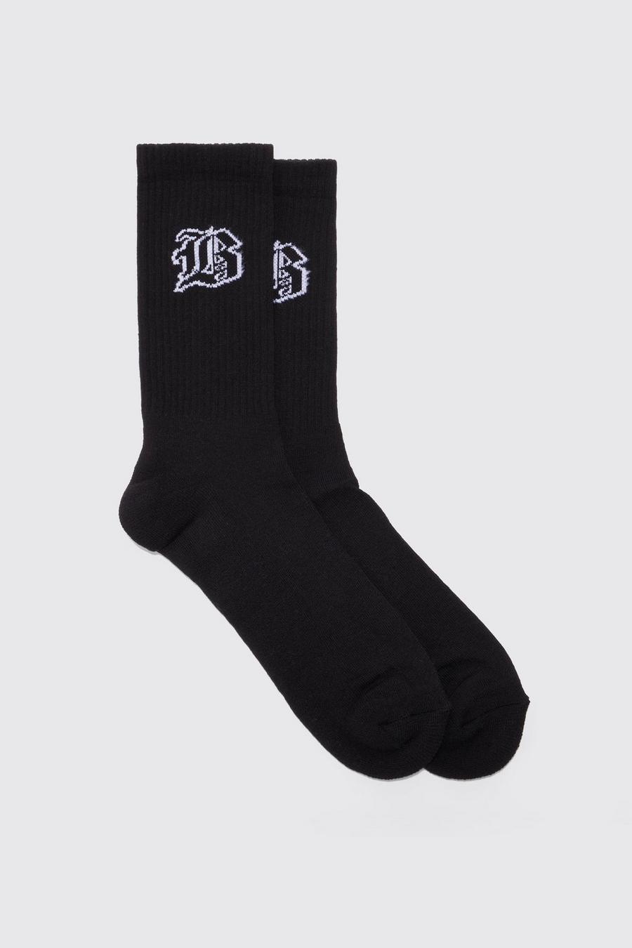 Black Gothic B Sports Socks image number 1