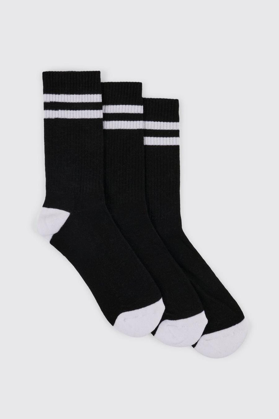 3 Pack Sports Stripe Socks, Black negro image number 1