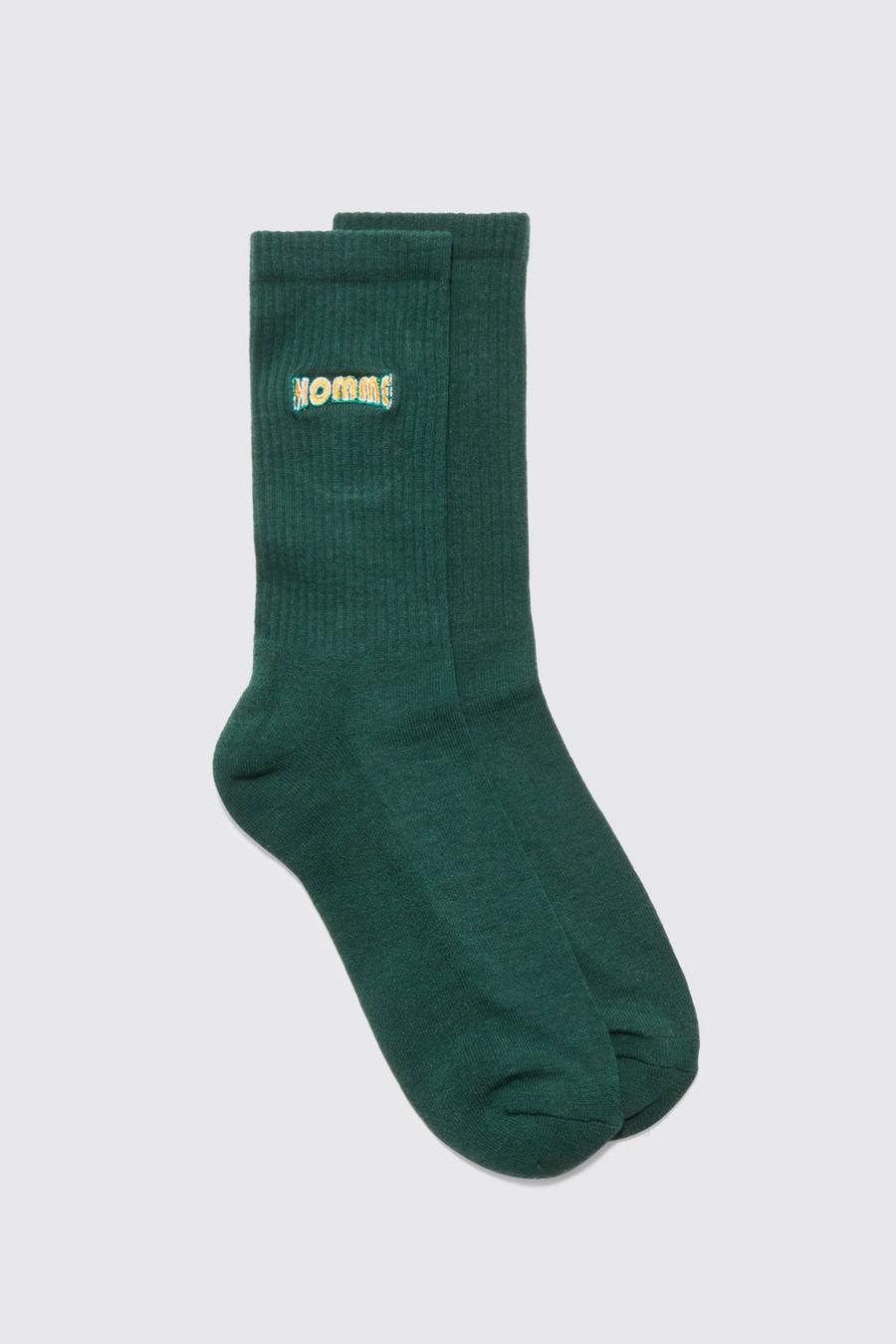 Green Homme Embroidered Sports Socks image number 1