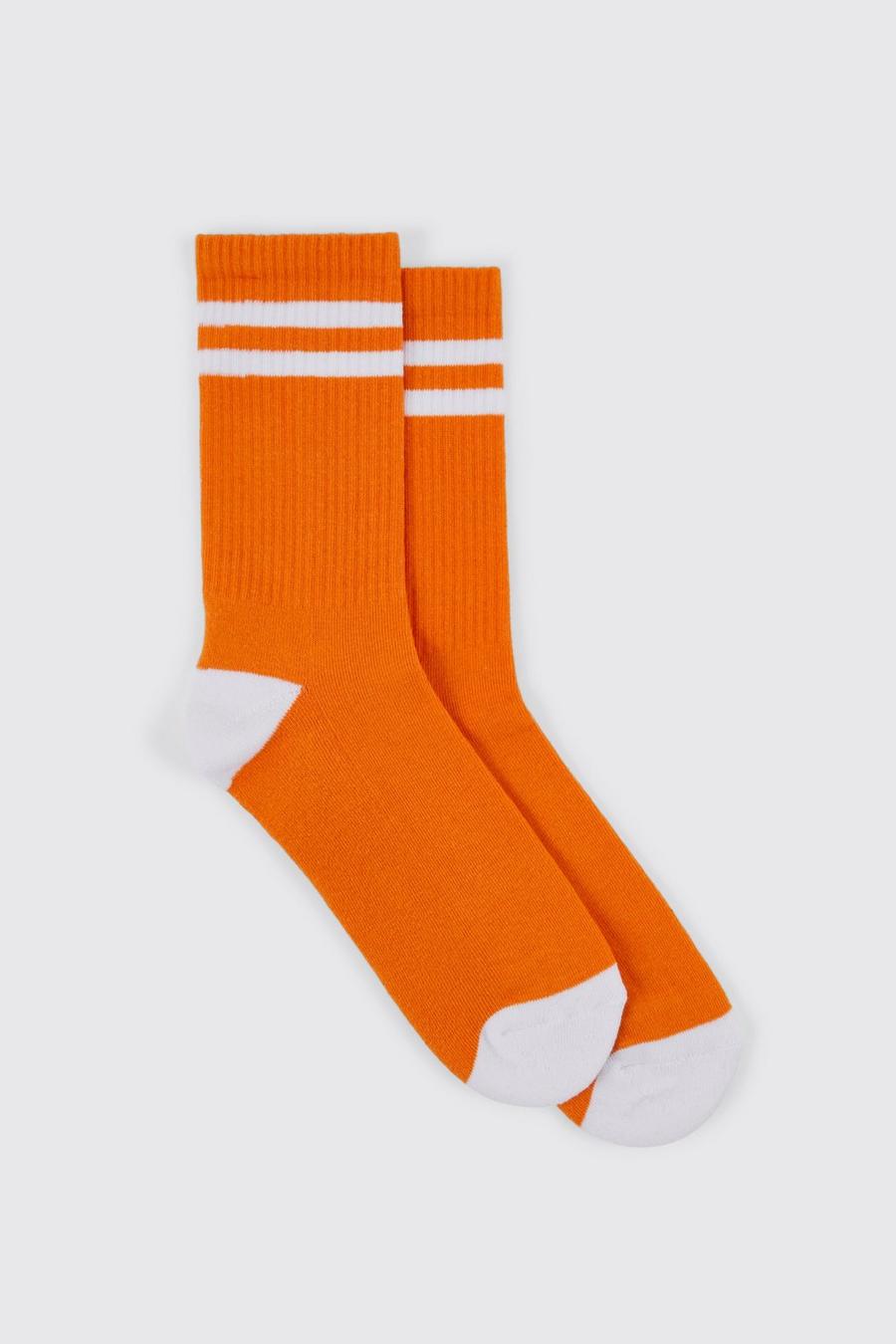 Lot de 2 paires de chaussettes à rayures, Orange image number 1
