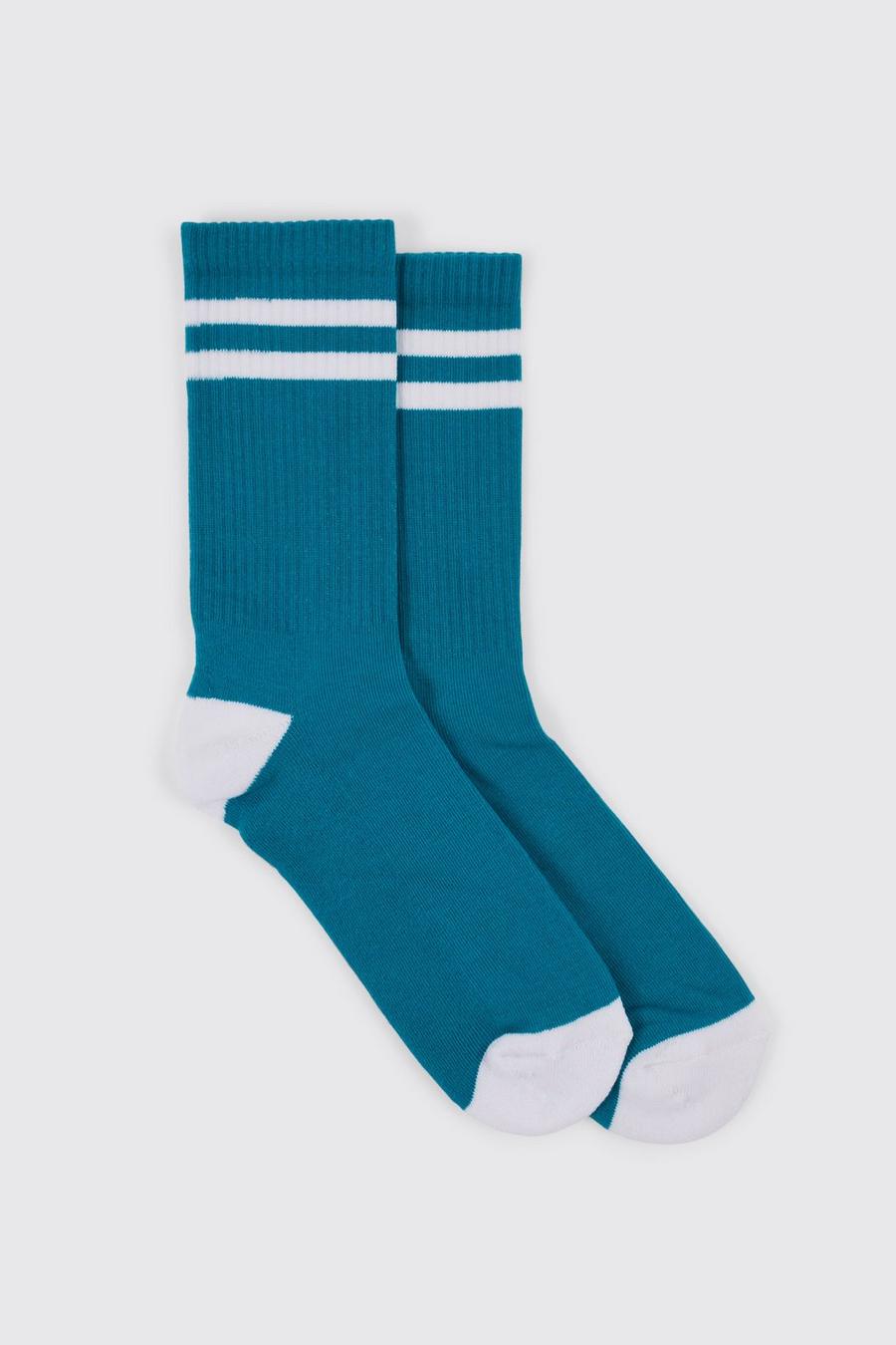 Teal 2 Pack Sports Stripe Socks image number 1