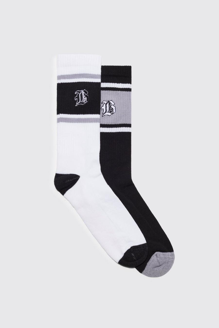 Multi 2 Pack Gothic B Sports Stripe Socks image number 1