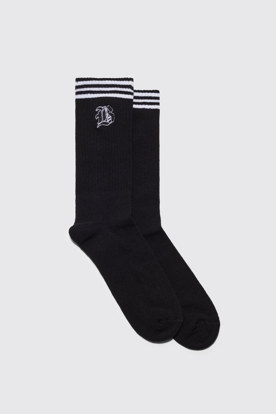 Black Gothic B Badge Sports Socks image number 1
