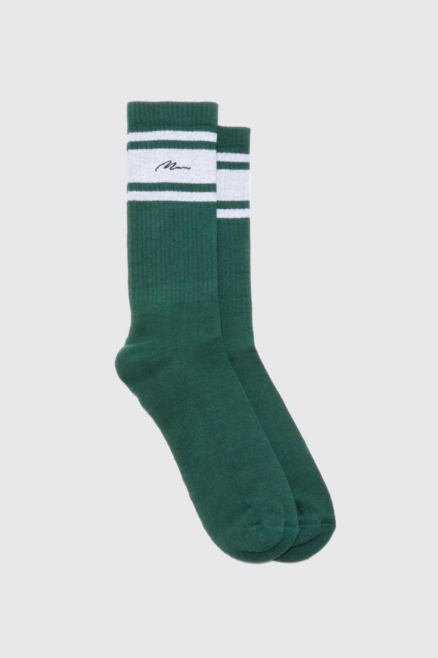 Forest grön Man Signature Sports Stripe Socks