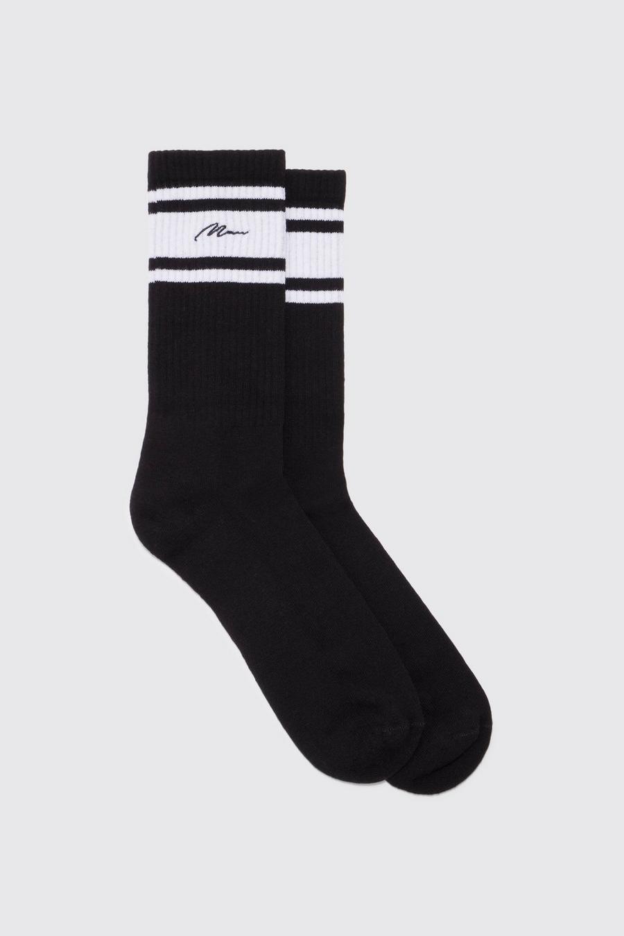 Black Man Signature Sports Stripe Socks image number 1