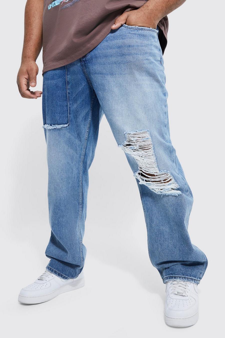 Ice blue Plus Straight Fit Ripped Knee Jean image number 1
