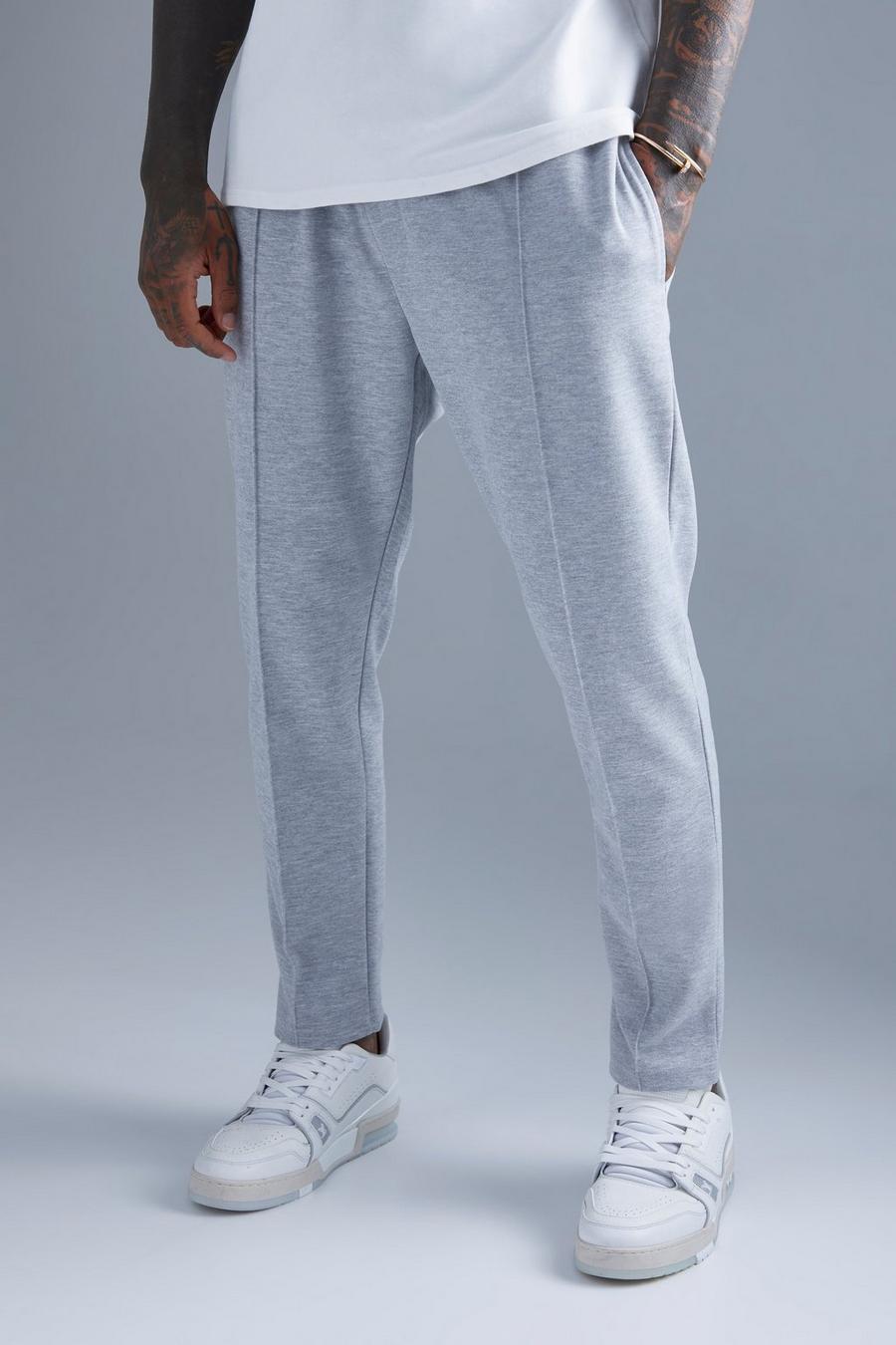 Pantalón deportivo ajustado con alforza, Grey marl gris