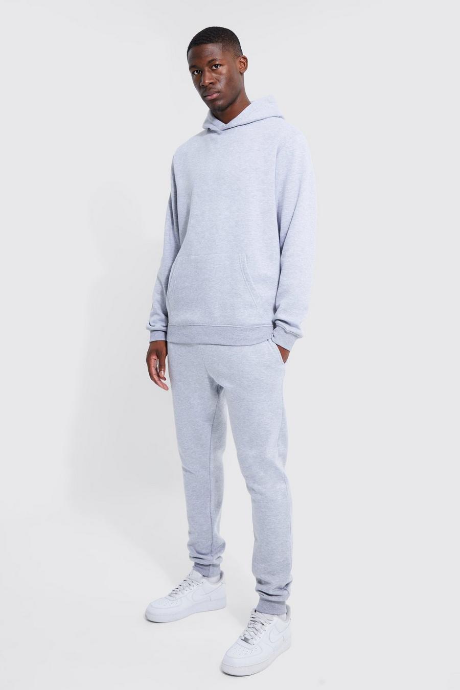 Tall Lightweight Hooded Tracksuit , Grey marl gris
