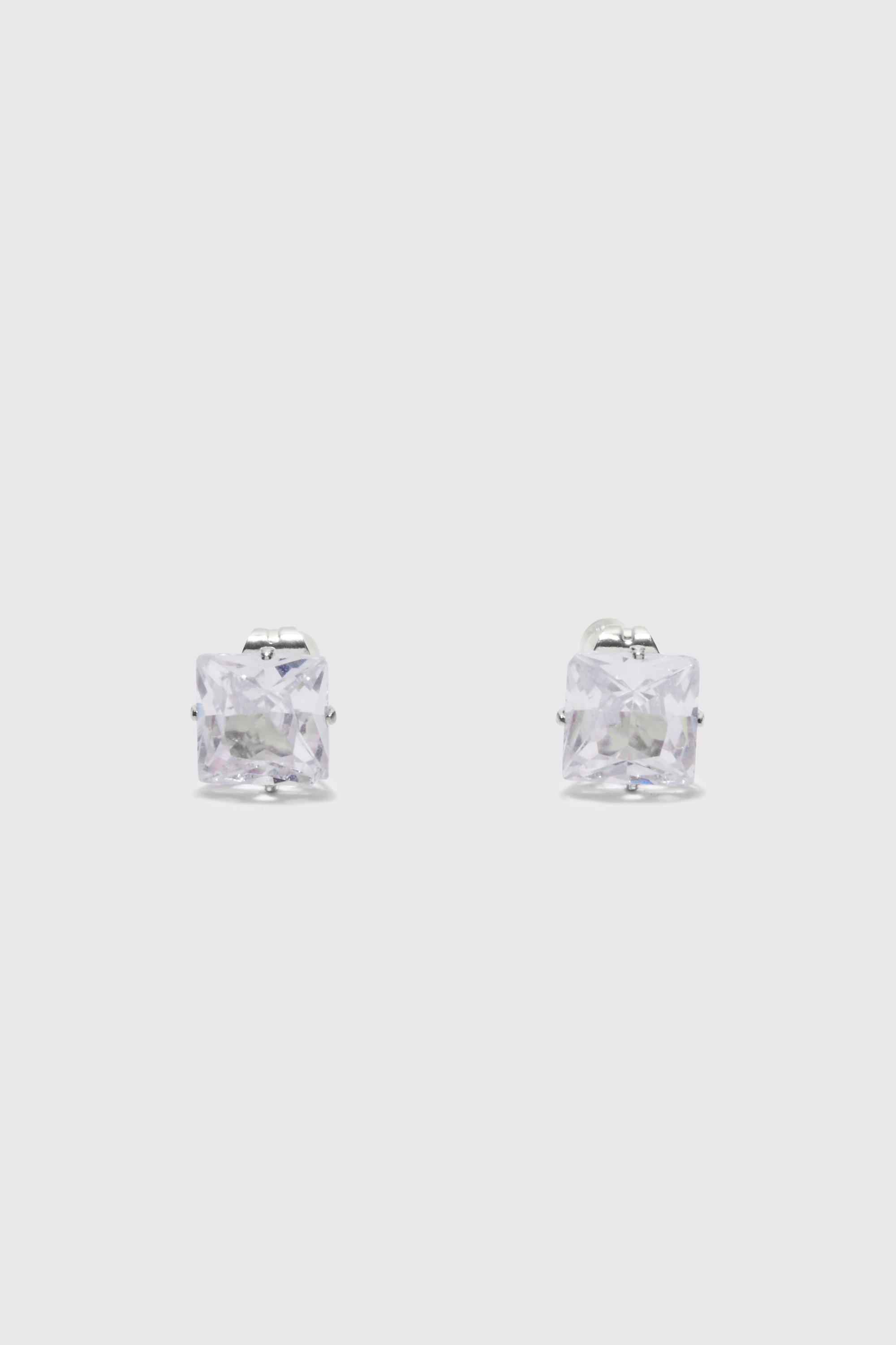 8mm Square Stud Diamante Earrings