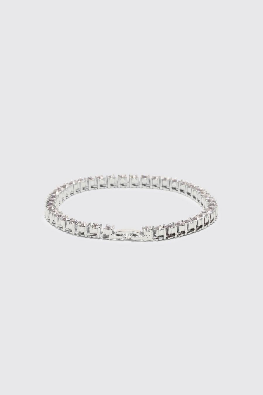 Silver Iced Tennis Chain Bracelet