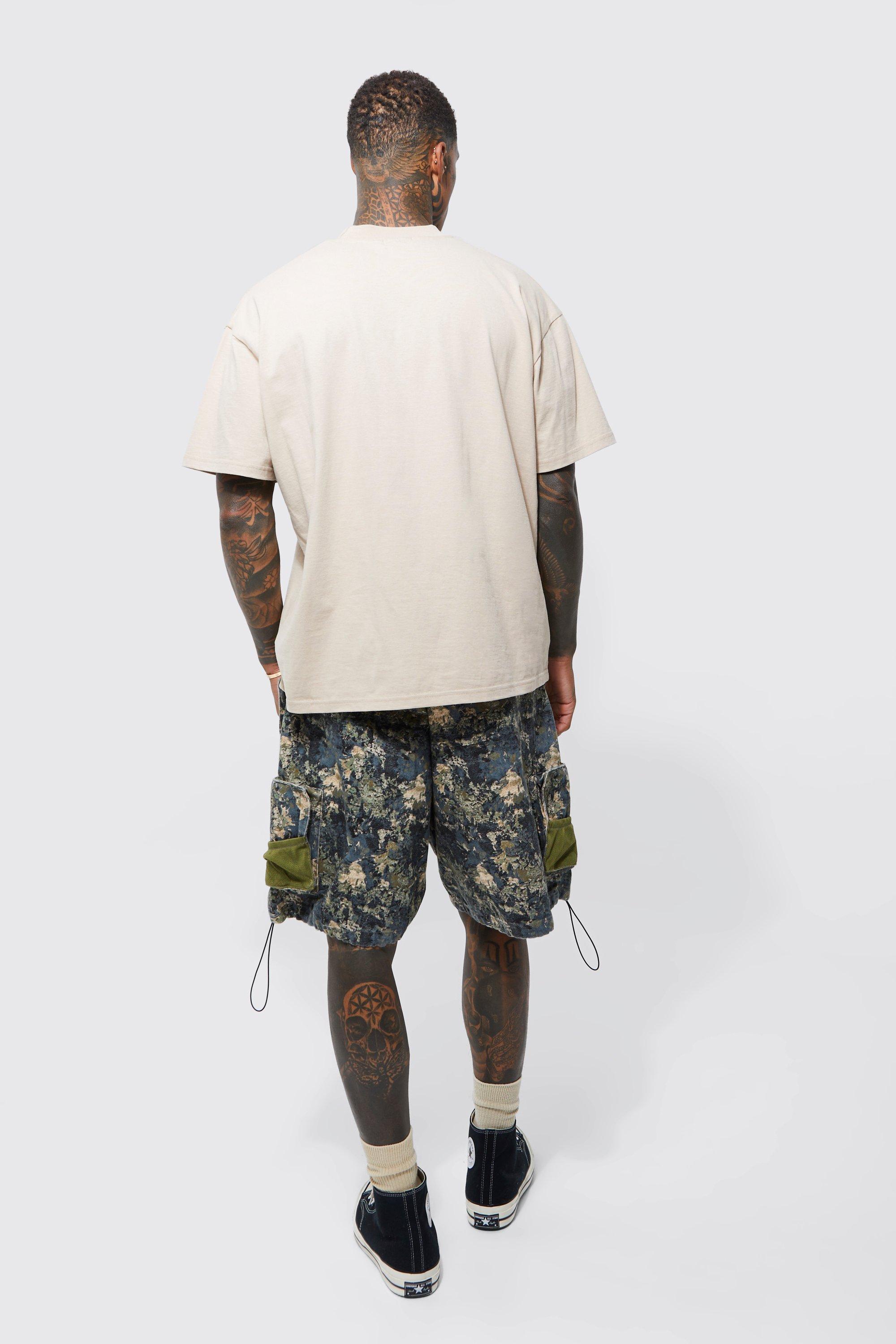 Elastic Waist Parachute Camo Cargo Short boohoo IE