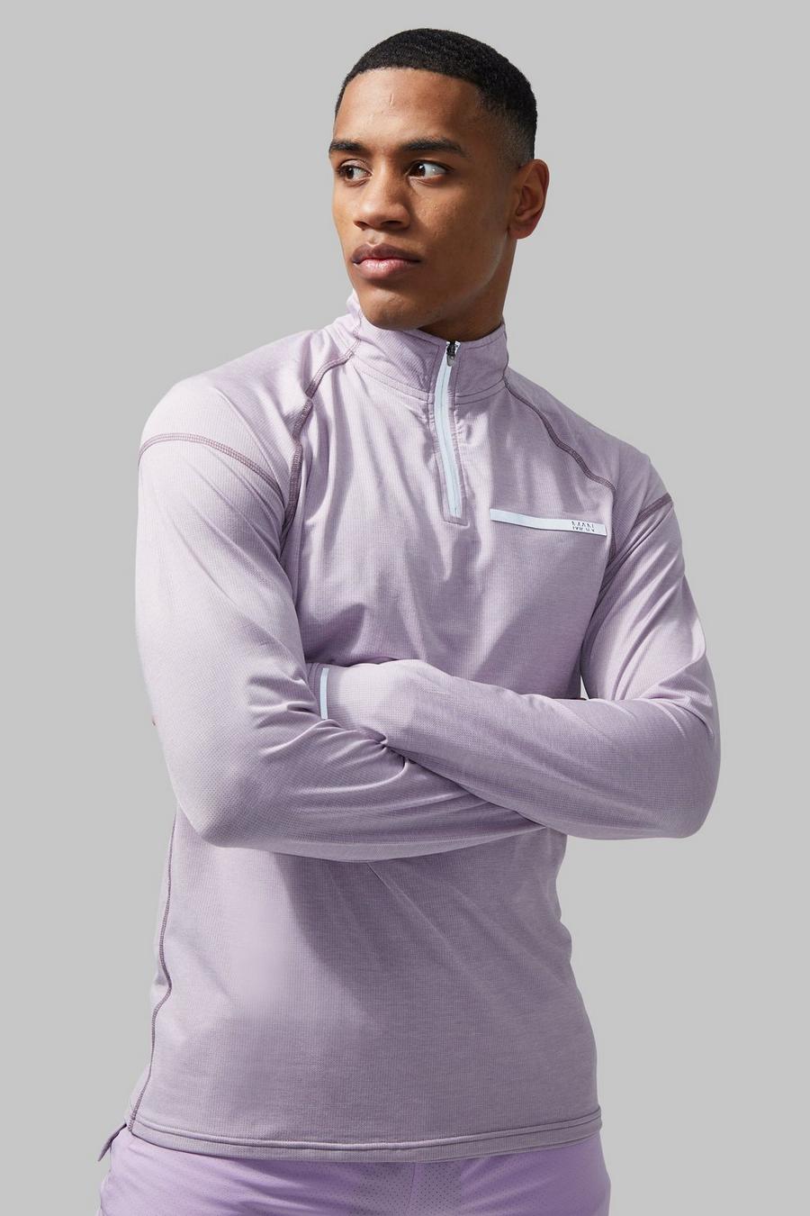 Lilac purple Man Active Lightweight Marl Funnel Neck Top image number 1