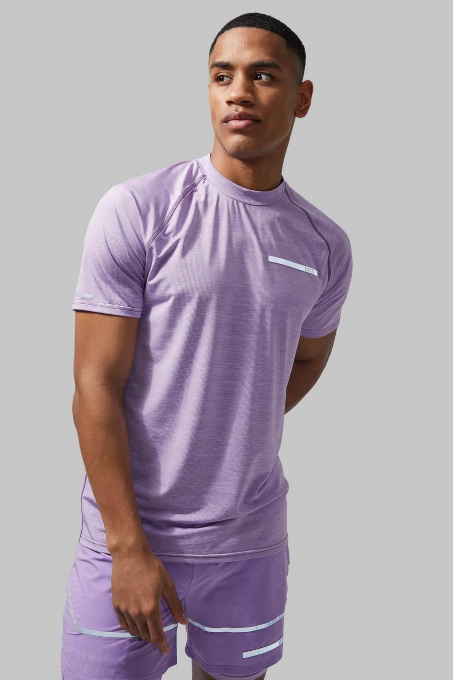 Mauve purple Man Active Lightweight Marl Raglan T Shirt