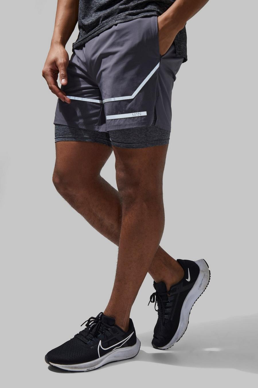 Man Active 2-in-1 Shorts, Charcoal image number 1