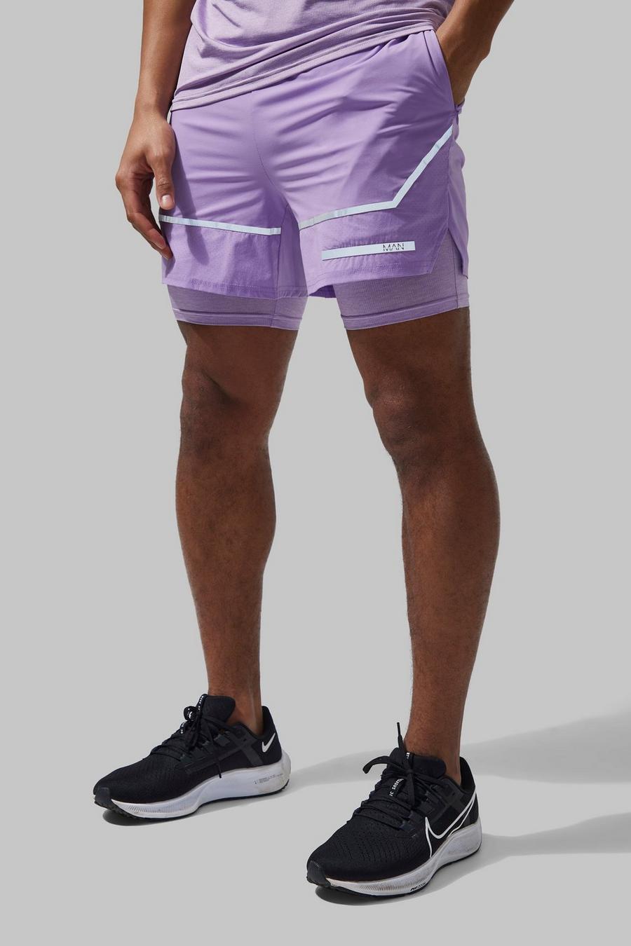 Mauve purple Man Active Lightweight 2 In 1 Shorts