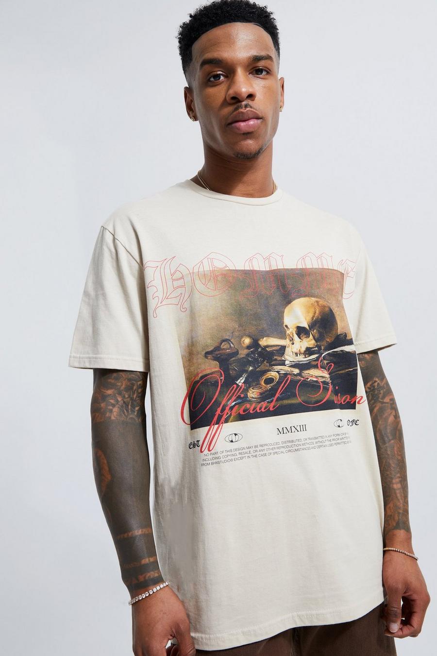 Sand Oversized Graphic T-shirt image number 1