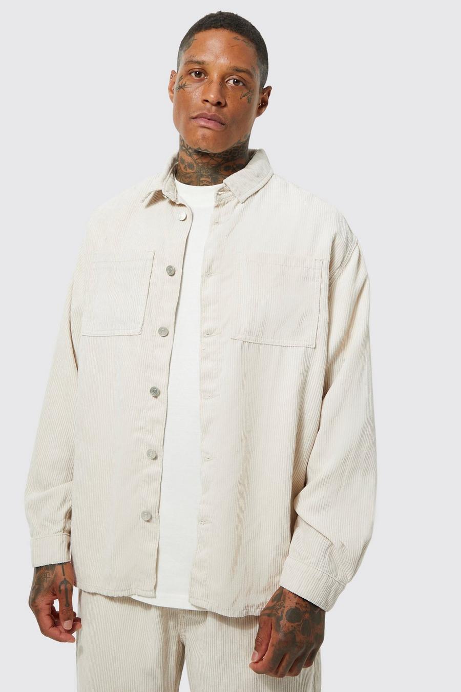 Ecru white Cord Worker Overshirt