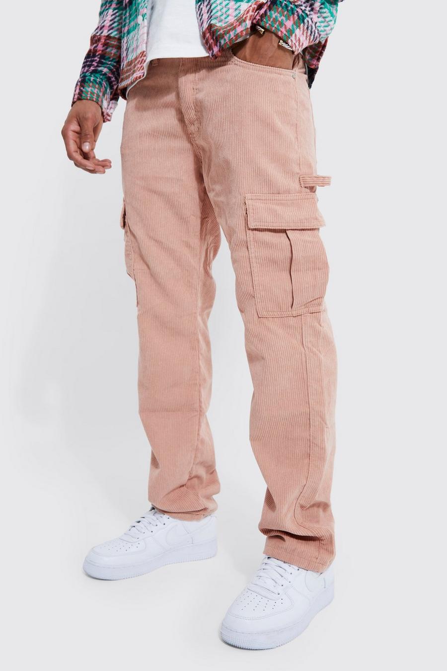 Pale pink rosa Relaxed Fit Cord Carpenter Trouser