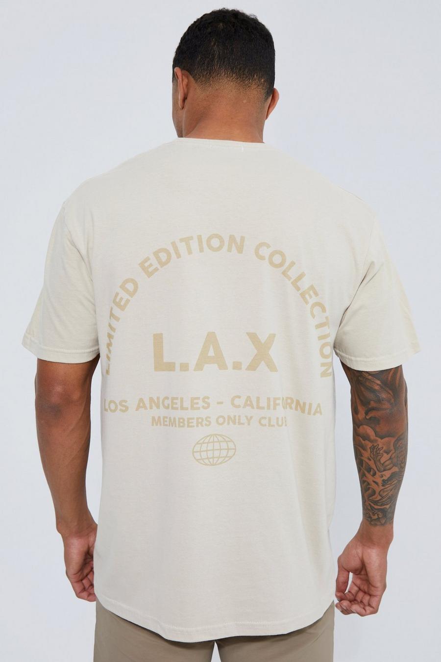 Oversize T-Shirt mit Lax Print, Sand beige