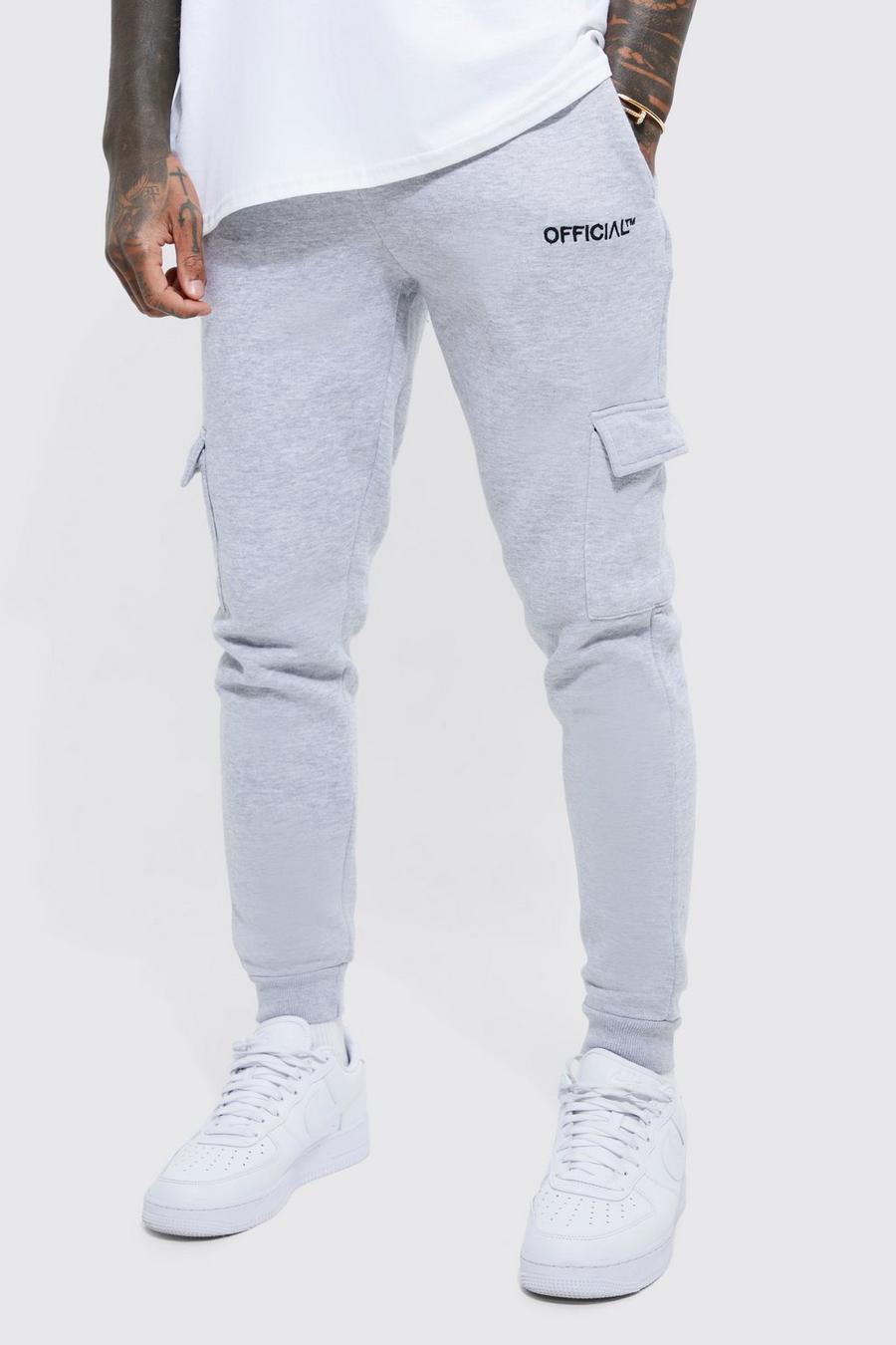 Grey marl Official Skinny Fit Cargo Jogger