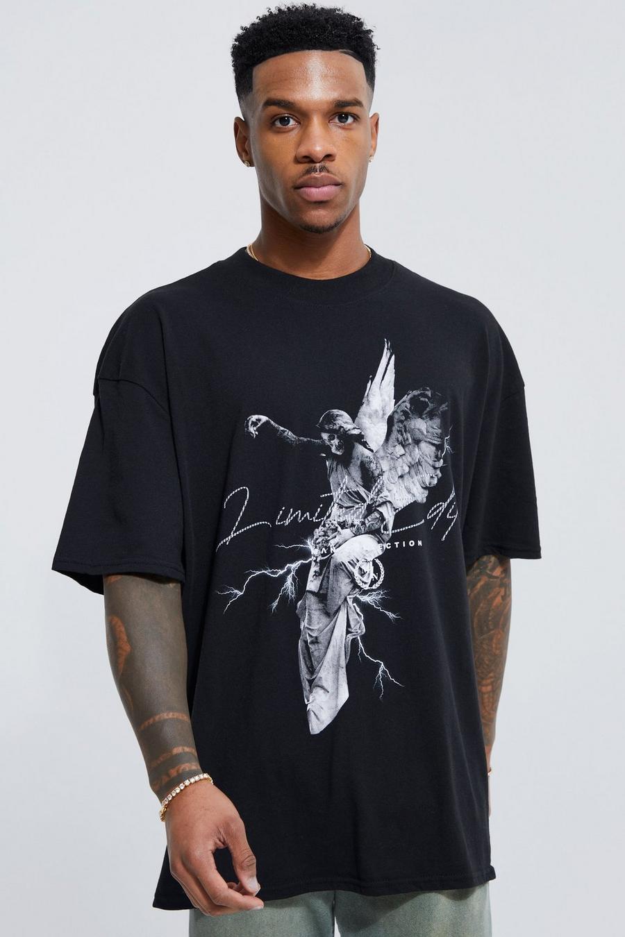 Black Oversized Statue Graphic T-shirt image number 1